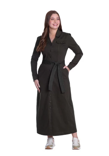 Vestido Amanda Em Jeans Color Verde Militar Hapuk Outono/Inverno 2025