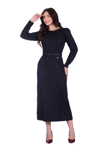 Vestido Eduarda Em Linho Preto Hapuk Outono/Inverno 2025