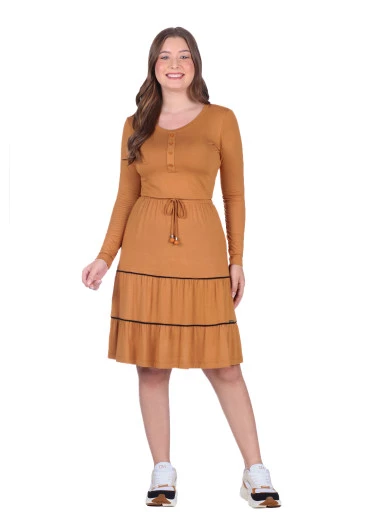 Vestido Cassiane Em Malha Caramelo Hapuk Outono/Inverno 2025