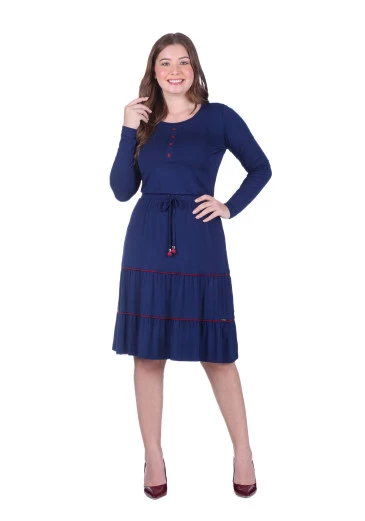 Vestido Cassiane Em Malha Azul Marinho Hapuk Outono/Inverno 2025