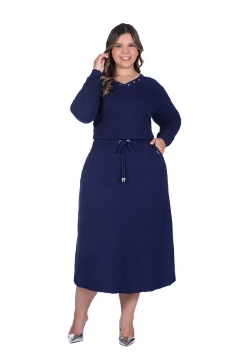 Vestido Morgana Em Malha Azul Marinho Hapuk Outono/Inverno 2025