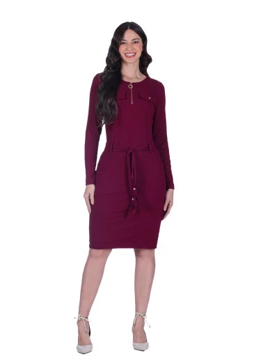 Vestido Clementine Em Malha Canelada Bordo Hapuk Outono/Inverno 2025