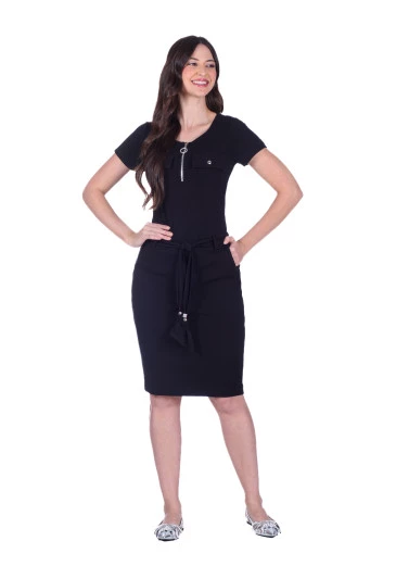 Vestido Thalita Em Malha Canelada Preto Hapuk Outono/Inverno 2025