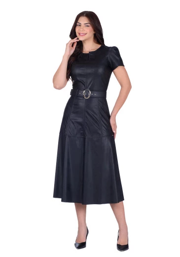 Vestido Kate Em Aspecto Couro Preto Hapuk Outono/Inverno 2025