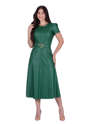 Vestido Kate Em Aspecto Couro Verde Hapuk Outono/Inverno 2025
