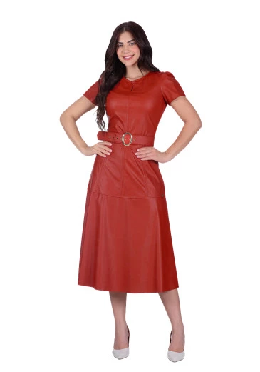 Vestido Kate Em Aspecto Couro Telha Hapuk Outono/Inverno 2025