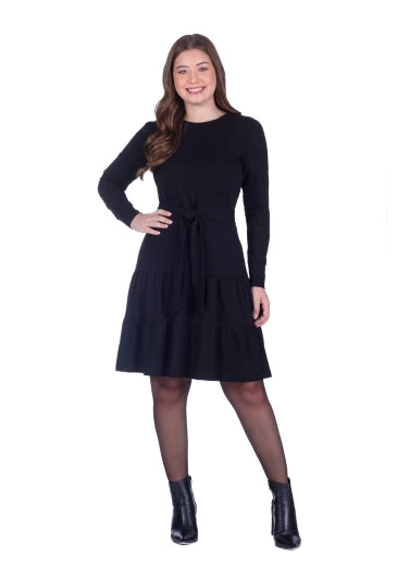 Vestido Bianca Em Moletinho Preto  Hapuk Outono/Inverno 2025