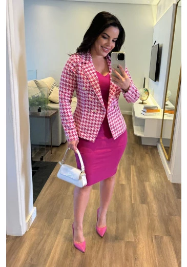 Vestido Rafaela  Em Malha Neopreme Rosa Maria Amore Outono/Inverno 2025