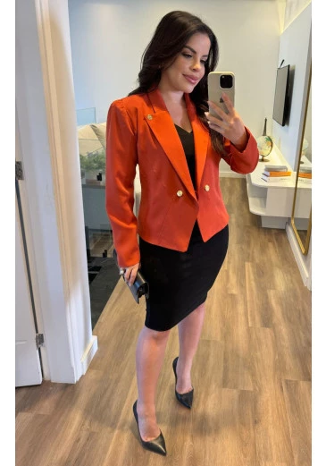 Blazer Tamires Em Alfaiataria Telha  Maria Amore Outono/Inverno 2025
