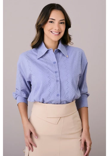 Camisa Cristiane Em Laise Algodão Lilás Tatá Martello Outono/Inverno 2025