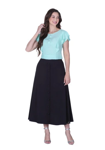 Blusa Caily em Tecido Plano Texturizado com Botões Funcionais Verde Hapuk Alto Verão 2025