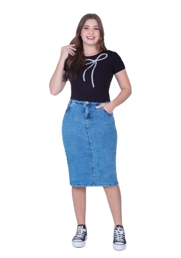 Blusa Regiane Em Malha Canelada Com Aplique Em Laço Preta Hapuk Primavera/Verão 2025