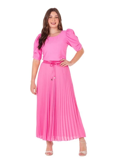 Blusa Jade em Tecido Plano com Detalhe em Pregas nas Mangas Rosa Hapuk Primavera/Verão 2025 