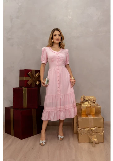 Chemissie Midi em Tencel Rosa Luciana Pais Alto Verão 2025