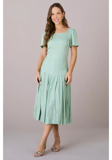 Conjunto Bianca em Rayon Slub Bordado Paete Verde Tatá Martello Outono/Inverno 2025