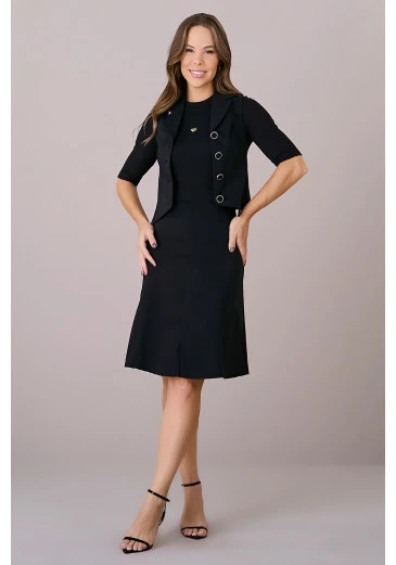 Conjunto Camily Em Bengaline Com Elastano Preto Tatá Martello Outono/Inverno 2025