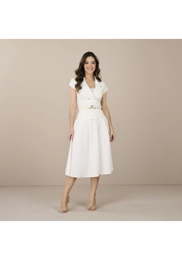 Conjunto Caroline em Twill Rayon Flat Off White Tatá Martello Primavera/Verão 2025 