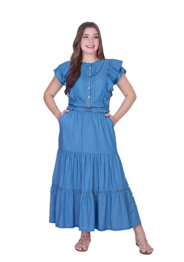 Conjunto Marla Em Tecido Leve Azul Jeans Hapuk Primavera/Verão 2025