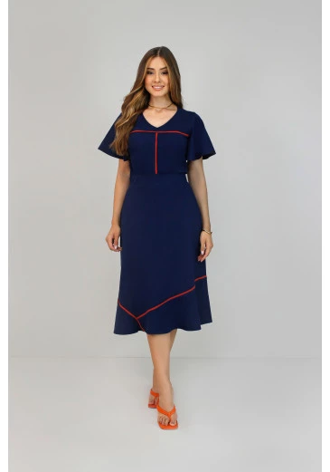 Conjunto Iris em Moletinho Piquet com Detalhes Azul Marinho Nítido Primavera/Verão 2025 
