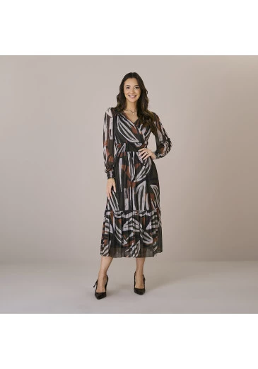 Vestido Leila Em Tule Estampado Verde Tatá Martello Outono/Inverno 2025