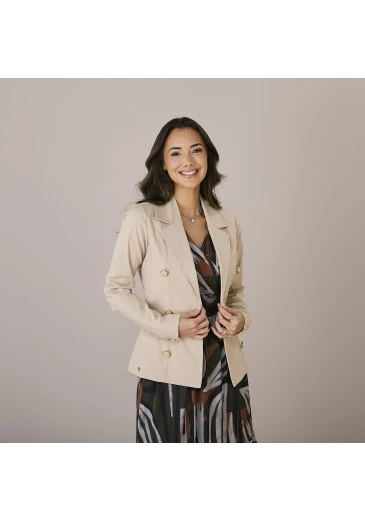 Blazer Ana Em Satin Louise Creme Tatá Martello Outono/Inverno 2025