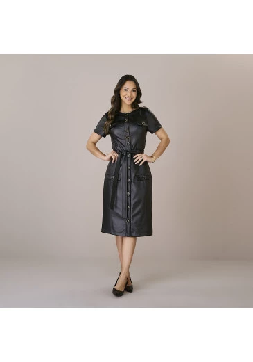 Vestido Tatiane Tecido Couro Eco Tatá Martello Outono/Inverno 2025