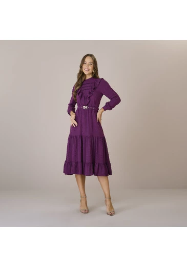 Vestido Lena Em Dots Shine Roxo Tatá Martello Outono/Inverno 2025