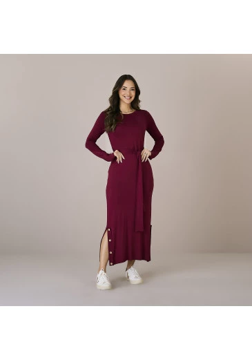 Vestido Kelly Em Malha Viscolycra Marsala Tatá Martello Outono/Inverno 2025