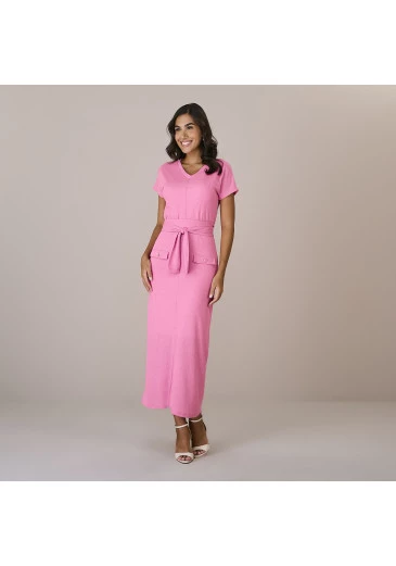 Vestido Clarice Em Malha Camboja Rosa Tatá Martello Referência: 6040RS Outono/Inverno 2025