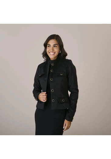 Casaco Solange Em Lã Batida Preto Tata Martello Outono/Inverno 2025