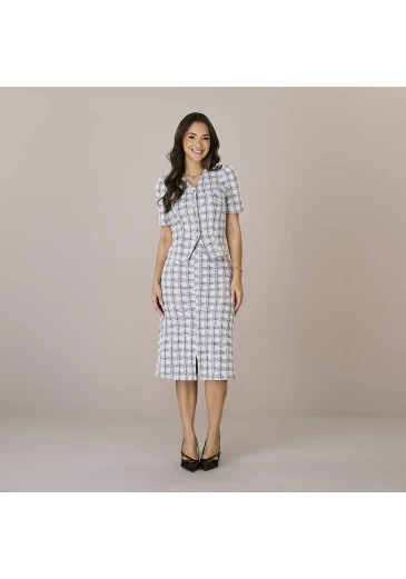 Conjunto Nathiely Em Tweed Vilhena Preto Tatá Martello Outono/Inverno 2025