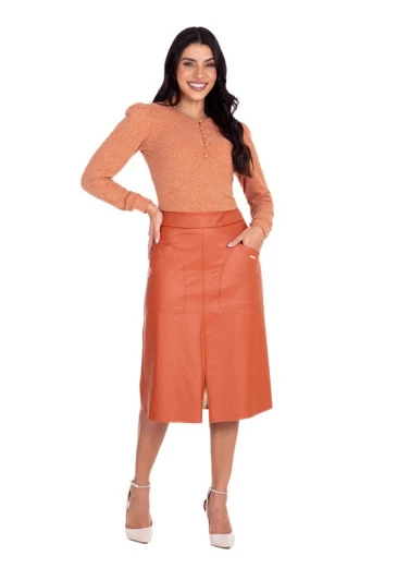 Blusa Rosana Em Malha Texturizada Coral Hapuk Outono/Inverno 2024