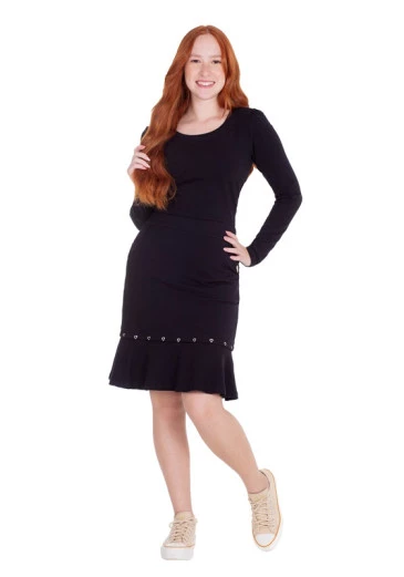 Vestido Romina Em Moletinho Preto Hapuk Outono/Inverno 2025