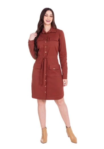 Vestido Chemise Selma Em Jeans Color Marrom Hapuk Outono/Inverno 2024