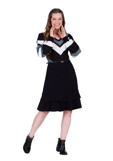 Vestido Eugenia Em Moletinho Liso Preto Hapuk Outono/Inverno 2025