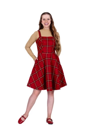 Vestido Fabíola Tecido Plano Xadrez Vermelho Hapuk Outono/Inverno 2025