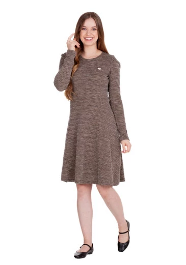 Vestido Jena Em Moletinho Tricô Mostarda Hapuk Outono/Inverno 2024