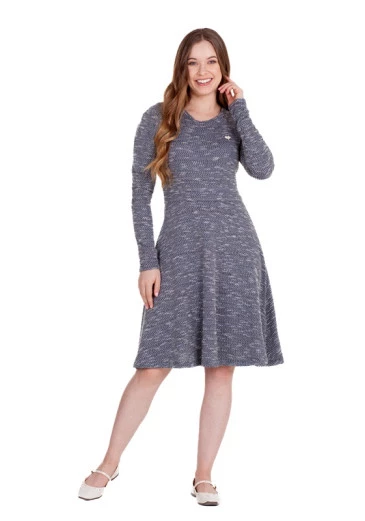 Vestido Jena Em Moletinho Tricô Azul Hapuk Outono/Inverno 2024