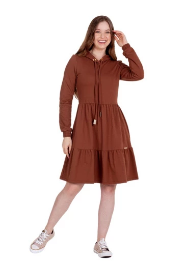 Vestido Teresa Em Moletinho Marrom Hapuk Outono/Inverno 2024