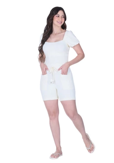 Shorts Jade Em Malha Texturizada Off White Hapuk Alto Verão 2025 