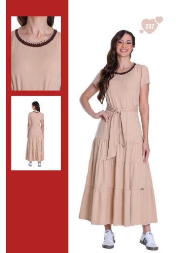 Vestido Gislaine Caqui Confeccionado Em Malha Hapuk 2025
