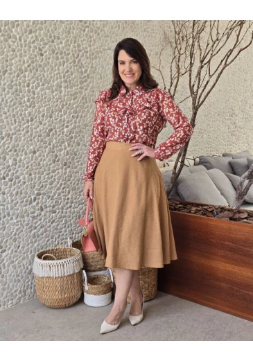  Camisa Ludmila Em Chiffon Maria Amore  Outono/Inverno 2025