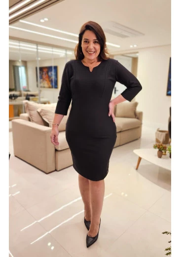  Vestido Silmara Em Preto Maria Amore Outono/Inverno 2025