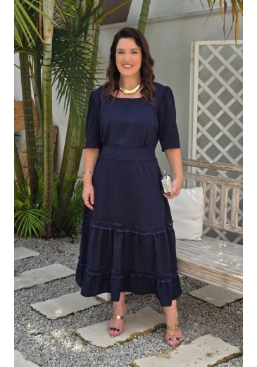 Vestido Lívia Em Crepe Maria Amore Outono/Inverno 2025