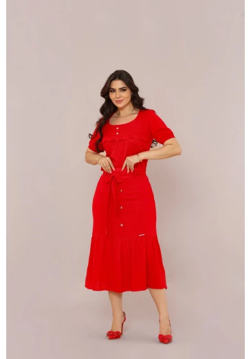Saia Confeccionada No Viscose Vermelho Maria Amore Outono/Inverno 2025