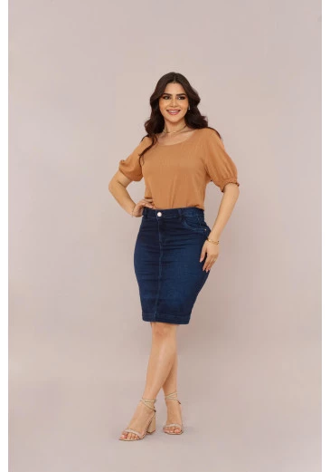 Blusa Confeccionada Na Viscose Bege Maria Amore Outono/Inverno 2025