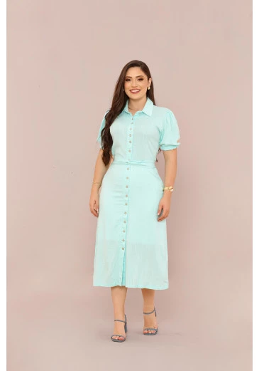 Vestido Em Viscose Verde Agua Maria Amore Outono/Inverno 2025