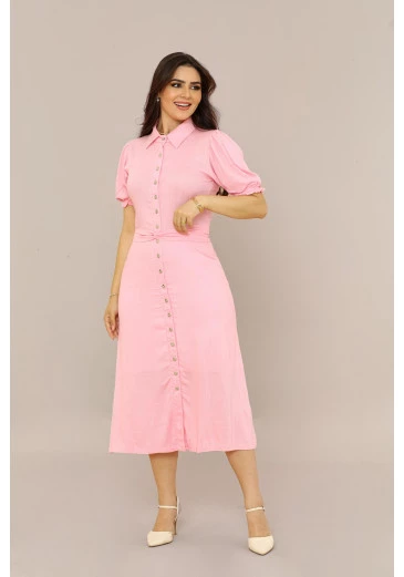 Vestido Em Viscose Rosa Maria Amore Outono/Inverno 2025