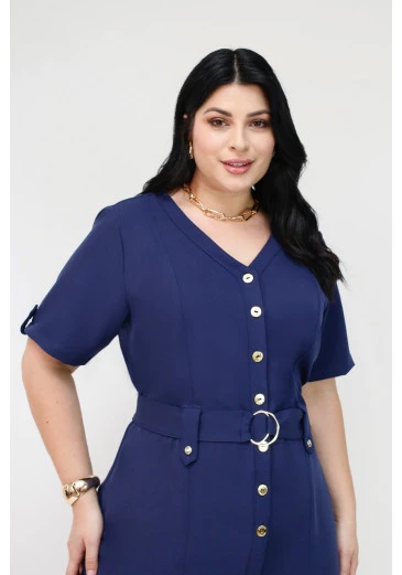 Vestido Thalia Azul Escuro Nítido Outono/Inverno 2025