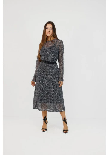 Vestido Cecilia Cinza Nítido Outono/Inverno 2025